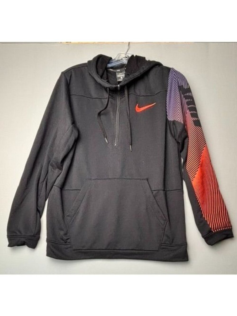 Nike Dri-Fit Hoodie Pullover Black Red Standard Fit S Athletic Sweatshirt
